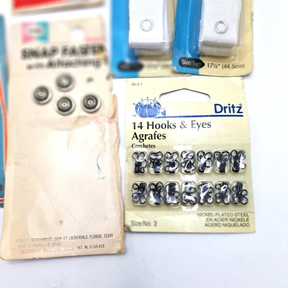 Vintage Snap Fastener Lot Dritz Prym Hooks Eyes Snap Tape Sewing Notions 50s-70s